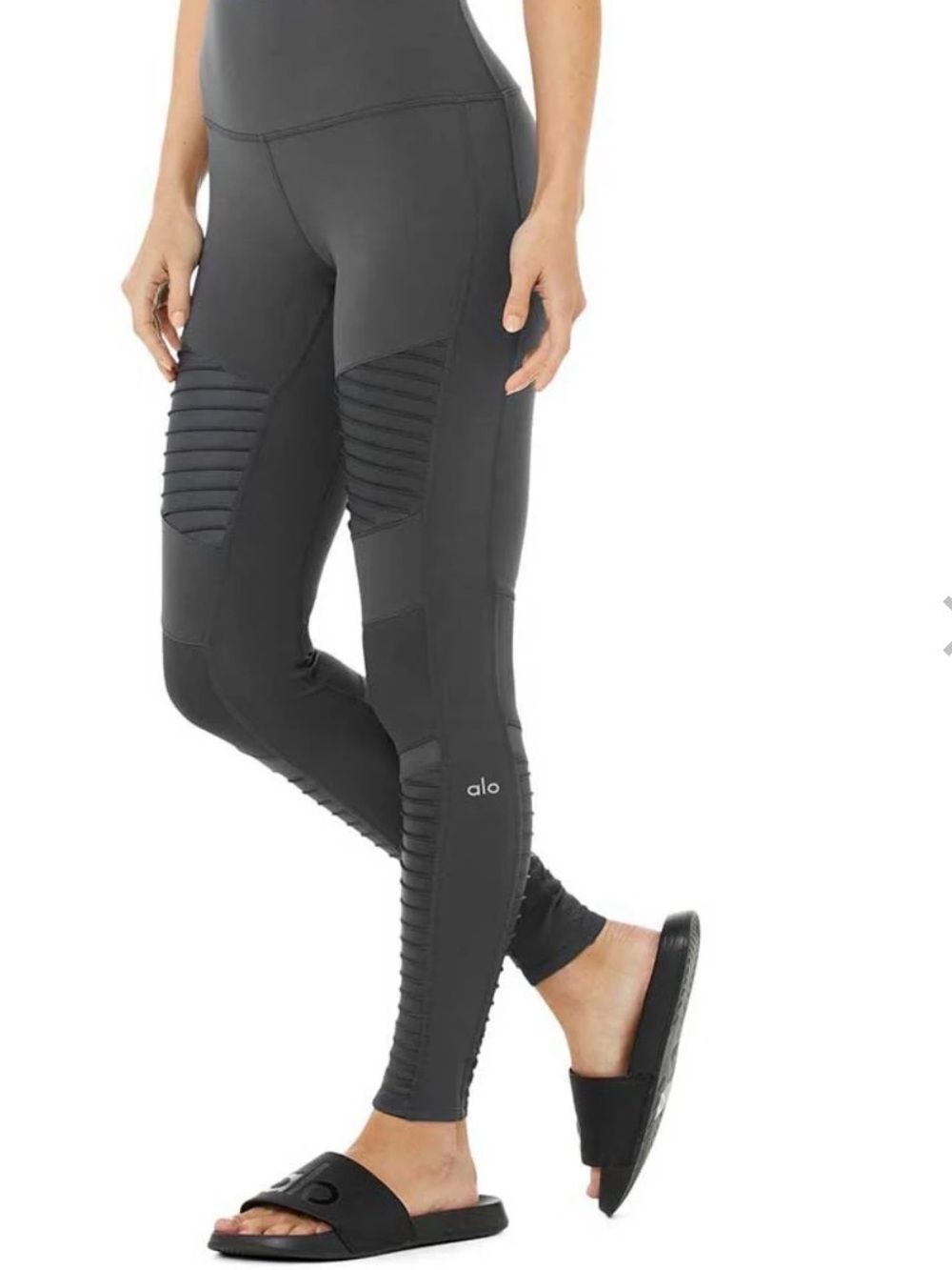 ALO Yoga Moto High-Waist Legging in Charcoal Gray